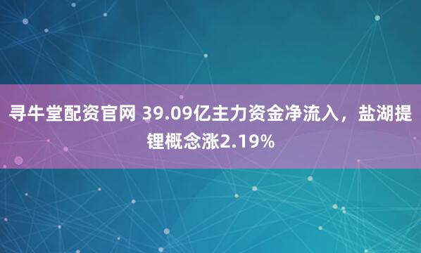 寻牛堂配资官网 39.09亿主力资金净流入，盐湖提锂概念涨2.19%