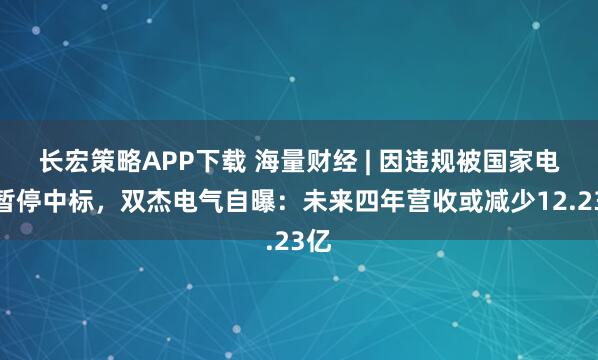 长宏策略APP下载 海量财经 | 因违规被国家电网暂停中标,双杰电气自曝:未来四年营收或减少12.23亿